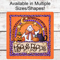 Halloween Wreath Signs - Hocus Pocus Sign - Black Cat Sign - Ghost Sign - Spooky Sign - Jack O Lantern Sign