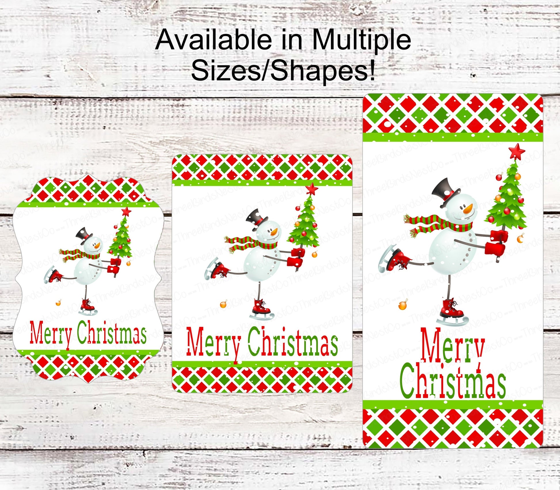 Snowman Sign - Ice Skating Sign - Merry Christmas Sign - Christmas Ornaments Sign - Christmas Tree Sign