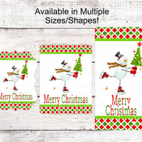 Snowman Sign - Ice Skating Sign - Merry Christmas Sign - Christmas Ornaments Sign - Christmas Tree Sign