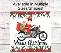 
              Christmas Wreath Signs - Santa Signs - Motorcycle Santa - Christmas Motorcycle - Merry Christmas Signs - Motorcycle Sign
            