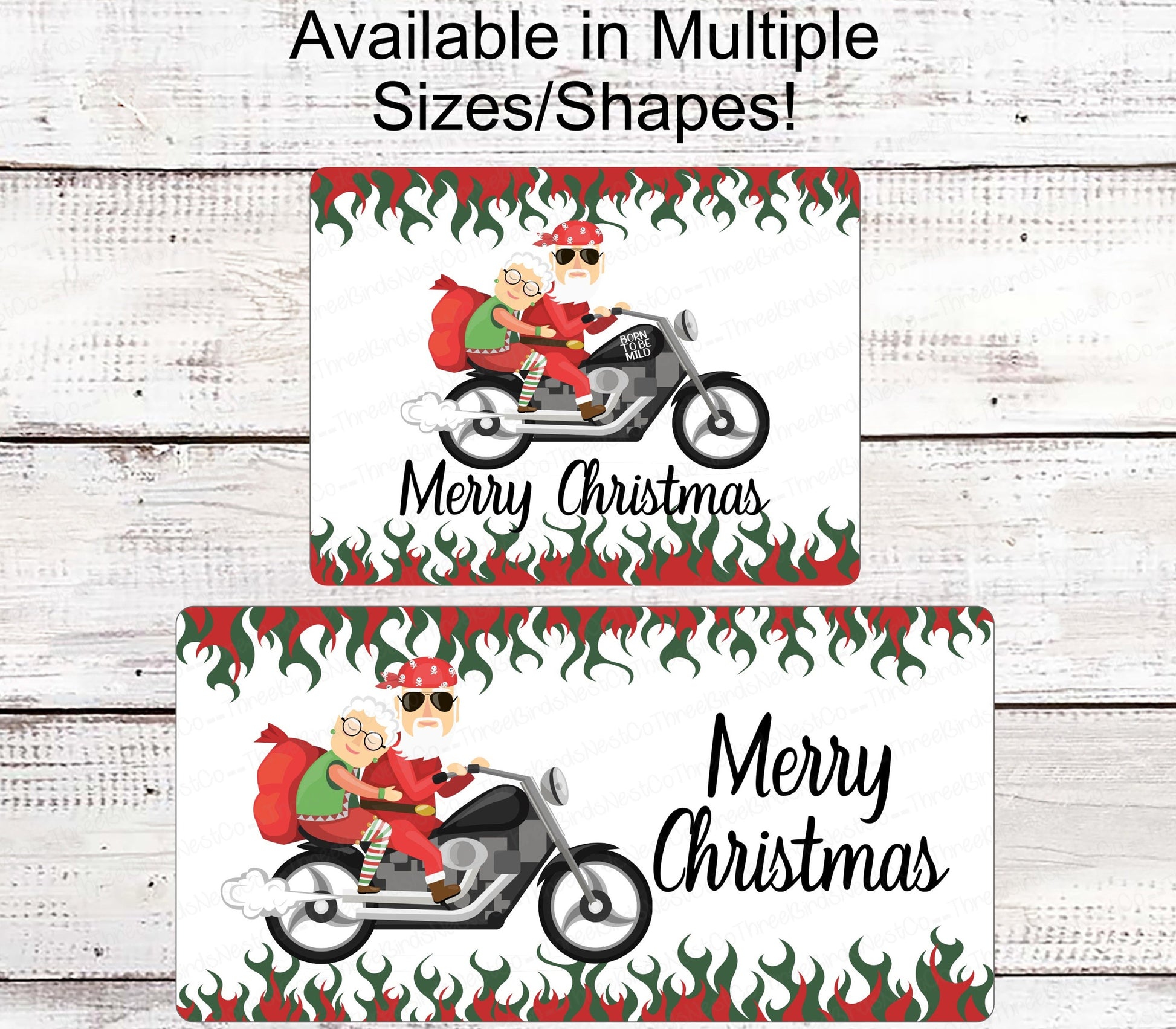 Christmas Wreath Signs - Santa Signs - Motorcycle Santa - Christmas Motorcycle - Merry Christmas Signs - Motorcycle Sign
