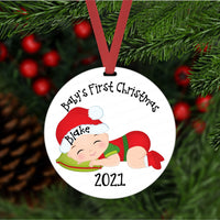 Babys First Christmas Ornament - Childrens Ornament - Boys Ornament - Personalized Ornament - Double Sided Ornament - Metal Ornament - ORN1