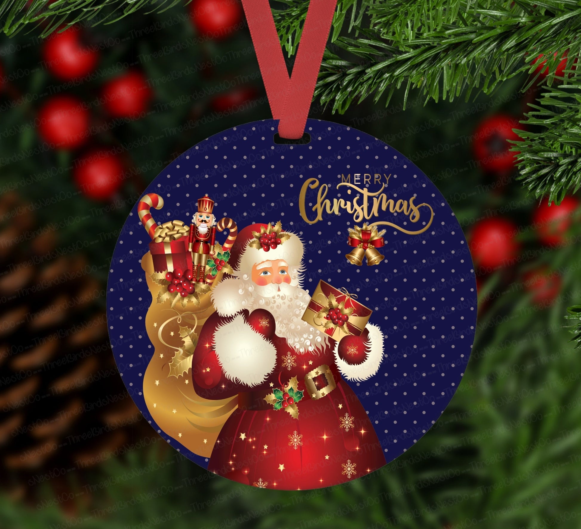 Christmas Ornament - Vintage Christmas Ornament - Vintage Santa - Double Sided Ornament - Metal Ornament - ORN18