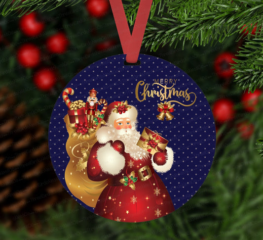 Christmas Ornament - Vintage Christmas Ornament - Vintage Santa - Double Sided Ornament - Metal Ornament - ORN18