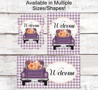 
              Welcome Wreath Signs - Old Truck Wreath Sign - Fall Wreath Signs - Purple Truck - Pumpkin Truck - Wreath Supplies - Wreath Centers
            