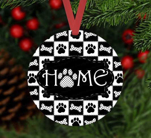 Christmas Ornament - Dog Ornament - Paw Print Ornament - Home Ornament - Double Sided Ornament - Metal Ornament - ORN22