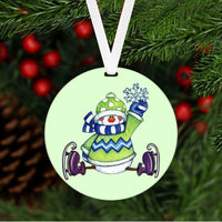 Christmas Ornament - Snowman Ornament - Ice Skating - Christmas Tree Ornament - Double Sided Ornament - Metal Ornament - ORN37