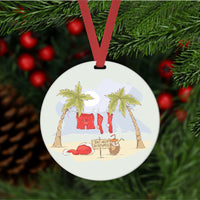 Christmas Ornament - Santa Ornament - Beach Christmas - Tropical Christmas - Double Sided Ornament - Metal Ornament - ORN39