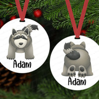 Babys First Christmas Ornament - Raccoon Ornament - Childrens Ornament - Personalized - Double Sided Ornament - Metal Ornament - ORN46