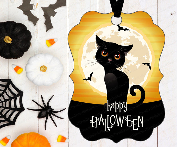 Halloween Ornament - Black Cat Sanctuary - Happy Halloween Ornament- Spooky - Double Sided Ornament - Metal Ornament - ORN51