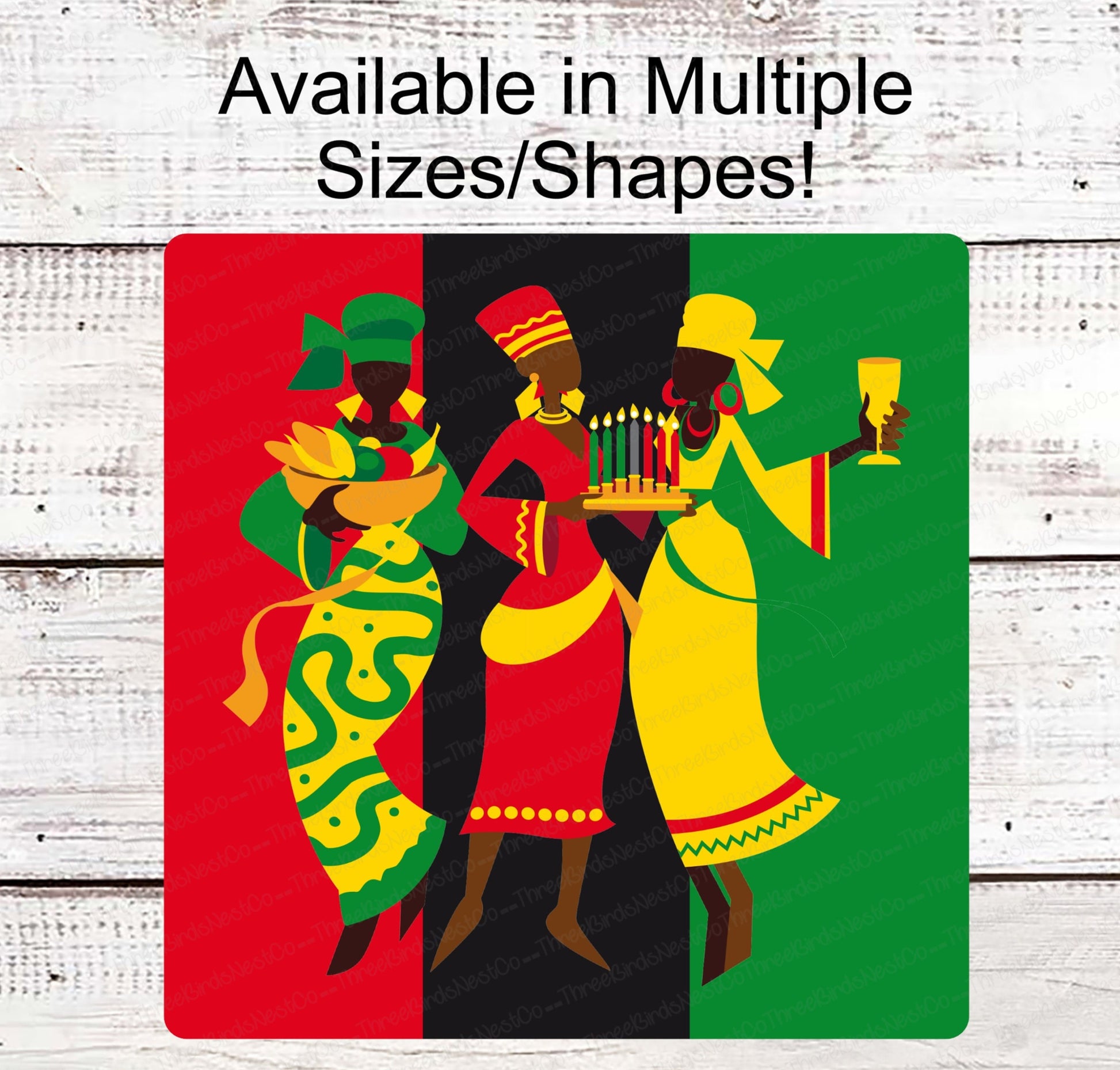 Kwanzaa Sign - African American Art - African Heritage - Black Christmas - Black Woman Art - Christmas Wreath Signs