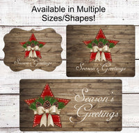 
              Christmas Wreath Signs - Seasons Greetings Sign - Rustic Christmas - Rustic Star Sign - Farmhouse Sign - Christmas Greenery - Wreath Centers
            