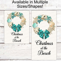 Christmas Wreath Signs - Beach Wreath - Beach Christmas Signs - Christmas at the Beach - Starfish Sign - Shells Sign