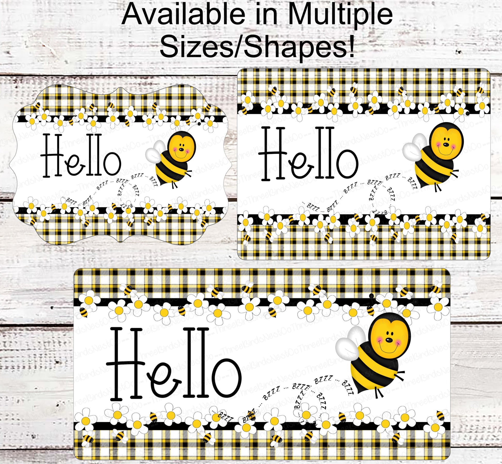 Honeybee Signs - Bee Wreath Signs - Hello Sign - Daisy Sign - Buzzy Bee - Cute as Can Bee - Buffalo Plaid Sign - Wreath Supplies