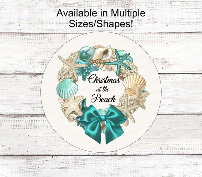 Christmas Wreath Signs - Beach Wreath - Beach Christmas Signs - Christmas at the Beach - Starfish Sign - Shells Sign