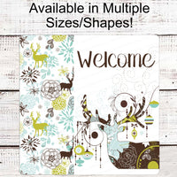 Deer Sign - Winter Wreath Sign - Christmas Ornaments Sign - Winter Welcome Sign - Deer Welcome Sign