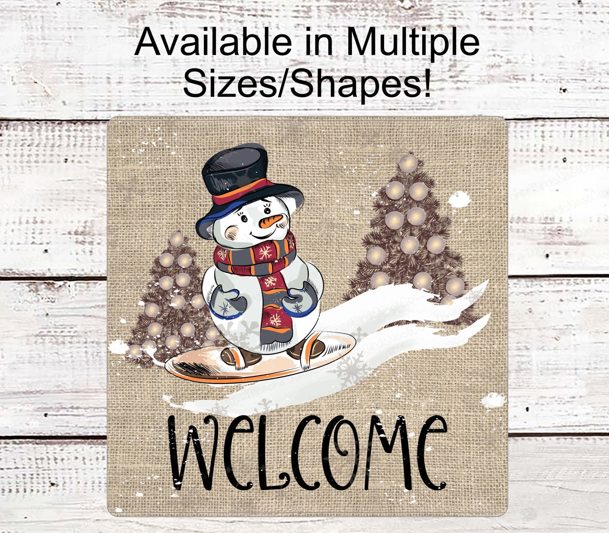 Winter Welcome Sign - Snowflakes Sign - Snowboarding Sign - Snow Place Like Home - Burlap Wreath