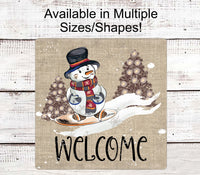 
              Winter Welcome Sign - Snowflakes Sign - Snowboarding Sign - Snow Place Like Home - Burlap Wreath
            