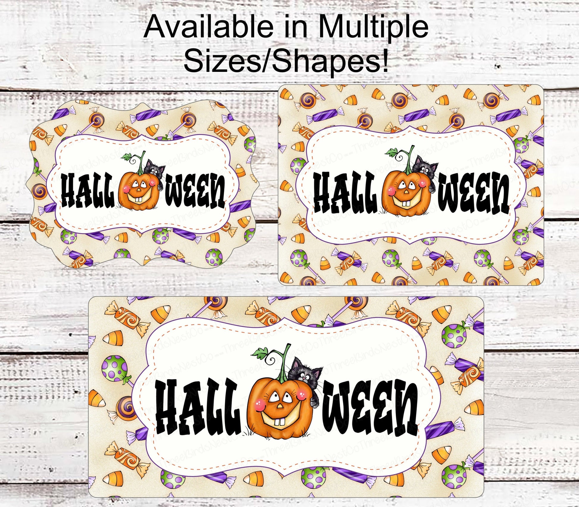 Halloween Home Sign - Black Cat Sign - Halloween Wreath Sign - Happy Halloween Sign - Jack O Lantern