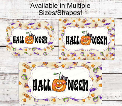 Halloween Home Sign - Black Cat Sign - Halloween Wreath Sign - Happy Halloween Sign - Jack O Lantern
