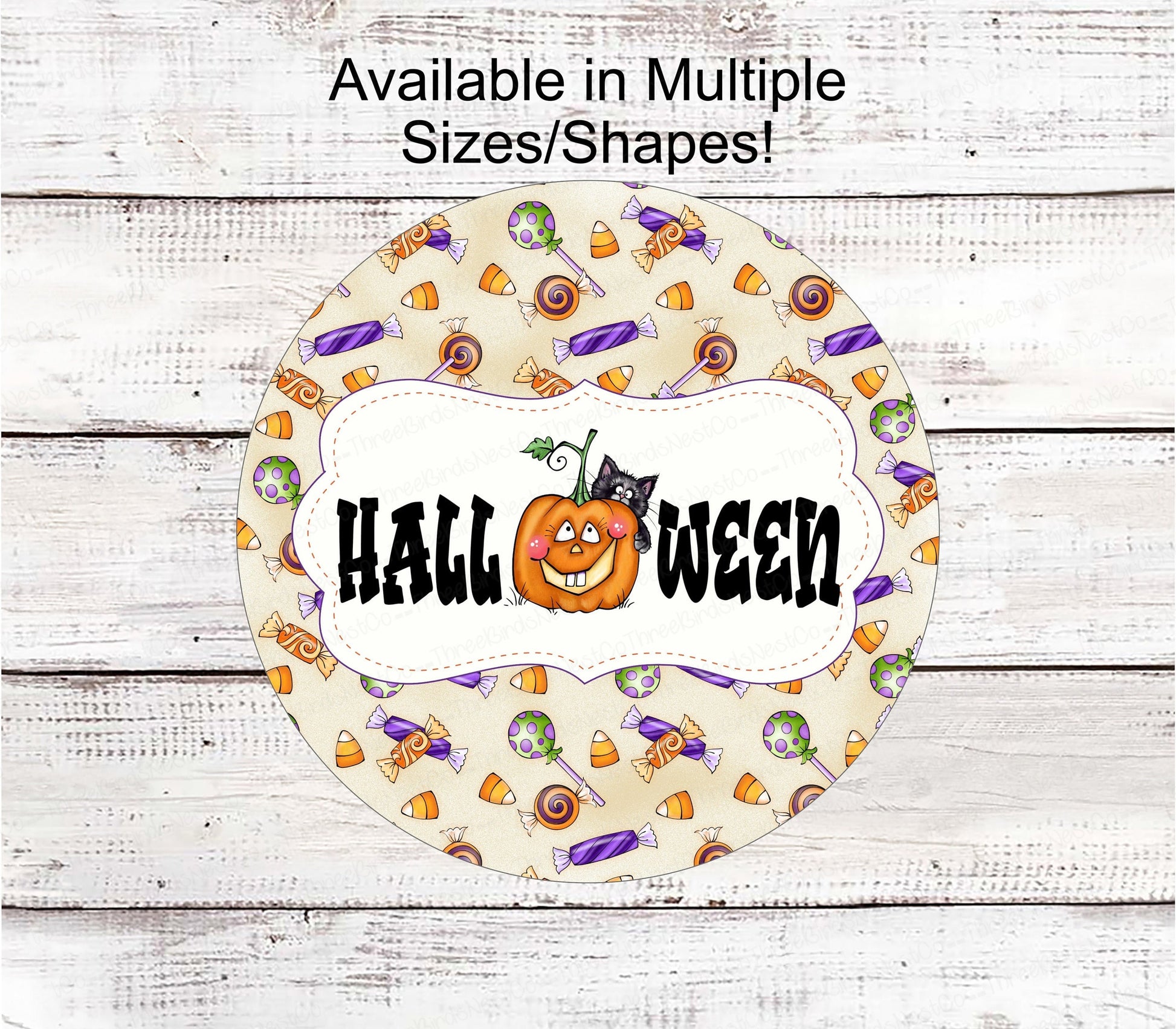 Halloween Home Sign - Black Cat Sign - Halloween Wreath Sign - Happy Halloween Sign - Jack O Lantern