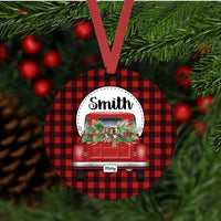 Personalized Ornament - Red Truck Ornament - Buffalo Plaid Ornament - Double Sided Ornament - Metal Ornament - ORN62