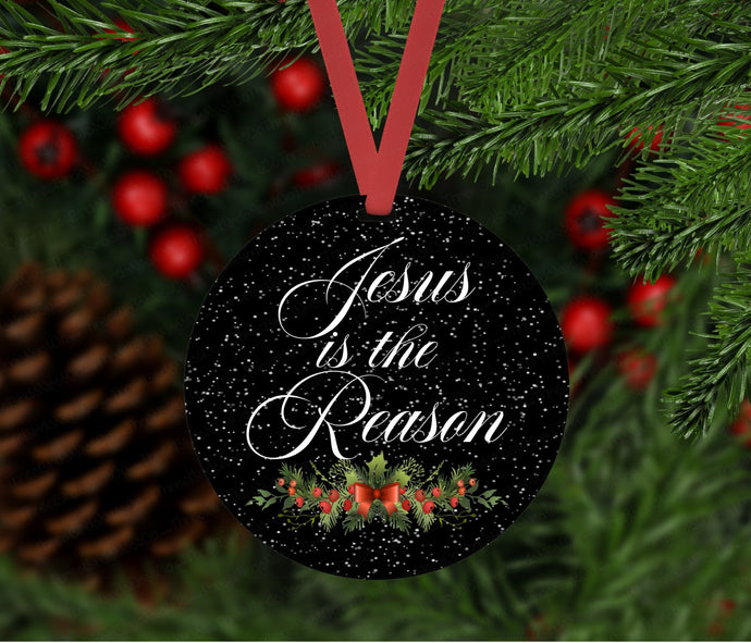 Christmas Ornament - Jesus is the Reason - Christmas Begins with Christ - Religious Ornament - Double Sided Ornament - Metal Ornament- ORN63