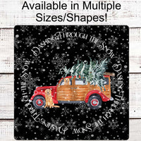 Christmas Wreath Signs - Dashing Through the Snow - Golden Retriever Sign - Old Red Panel Truck - Dog Sign - Snowflake Sign - Christmas Tree