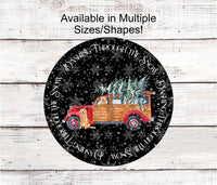 
              Christmas Wreath Signs - Dashing Through the Snow - Golden Retriever Sign - Old Red Panel Truck - Dog Sign - Snowflake Sign - Christmas Tree
            