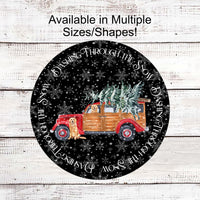 Christmas Wreath Signs - Dashing Through the Snow - Golden Retriever Sign - Old Red Panel Truck - Dog Sign - Snowflake Sign - Christmas Tree