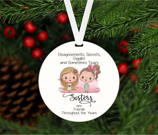 Sisters Ornament - Sisters Gift - Personalized Ornament - Custom Ornament - Double Sided Ornament - Metal Ornament - ORN71