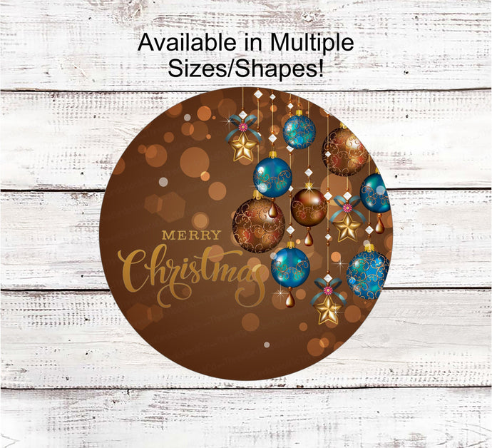 Christmas Wreath Signs - Blue Christmas Sign - Merry Christmas Sign - Christmas Ornaments - Wreath Centers - Wreath Supplies