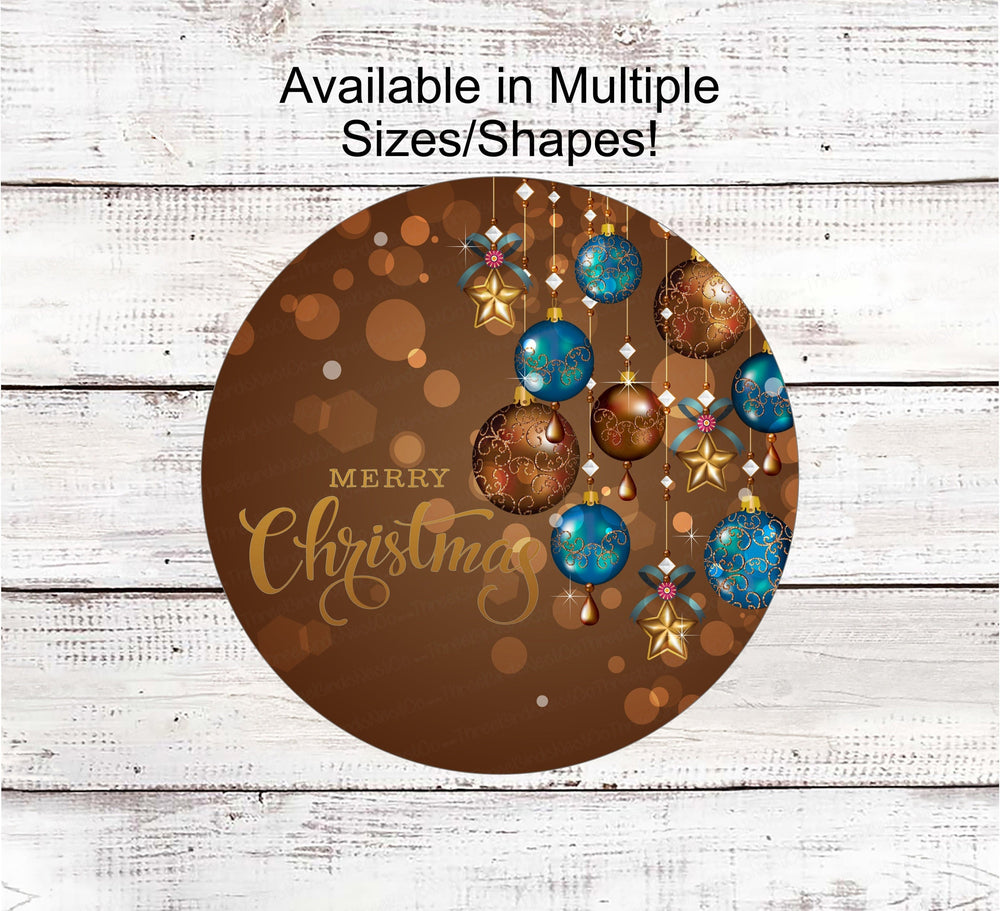 Christmas Wreath Signs - Blue Christmas Sign - Merry Christmas Sign - Christmas Ornaments - Wreath Centers - Wreath Supplies