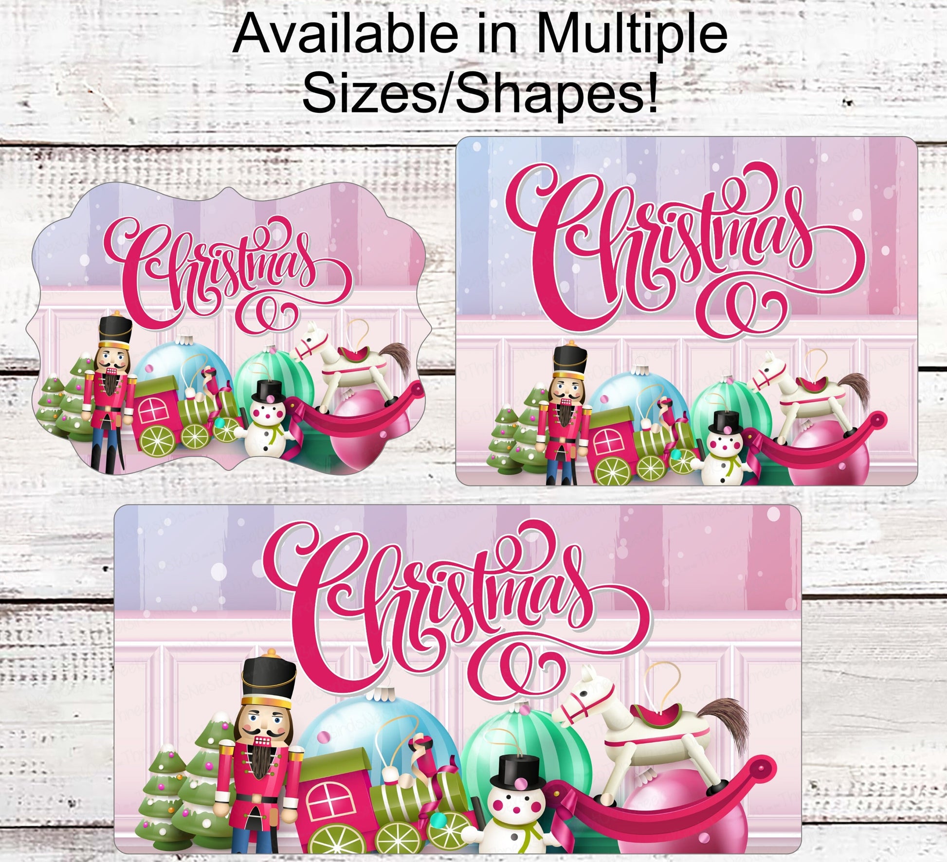 Christmas Wreath Signs - Merry Christmas Sign - Christmas Nutcracker Sign -Rocking Horse Sign - Ornaments Sign - Snowman Sign -