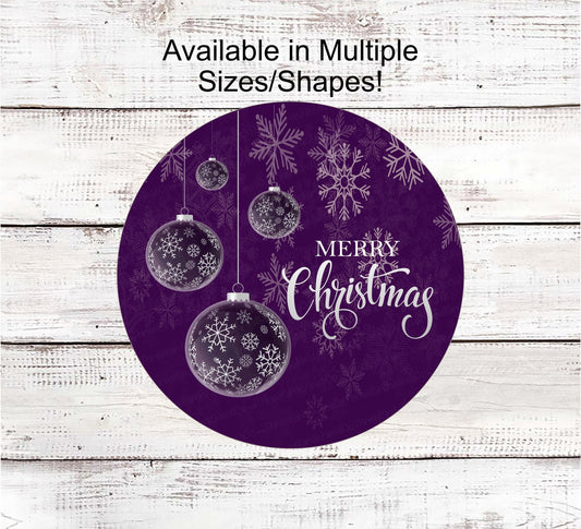 Christmas Wreath Signs - Christmas Signs - Purple Christmas Sign - Christmas Ornaments - Christmas Ornaments Signs - Purple Christmas Decor