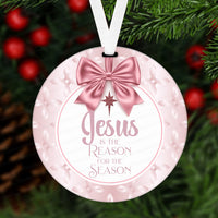 Christmas Ornament - Jesus is the Reason - Christmas Begins with Christ - Rose Gold Ornament - Double Sided Ornament - Metal Ornament - ORN6