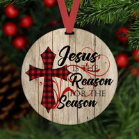 Christmas Ornament - Jesus is the Reason - Christmas Begins with Christ - Religious Ornament - Double Sided Ornament - Metal Ornament- ORN5