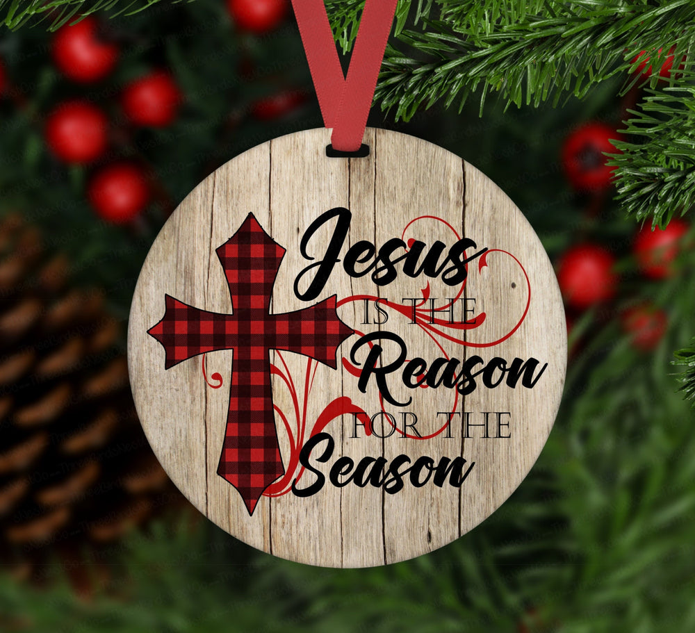 Christmas Ornament - Jesus is the Reason - Christmas Begins with Christ - Religious Ornament - Double Sided Ornament - Metal Ornament- ORN5