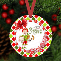 Christmas Ornament - Elf Ornament - Christmas Candy Ornament - Santa Claus Ornament - Double Sided Ornament - Metal Ornament - ORN17