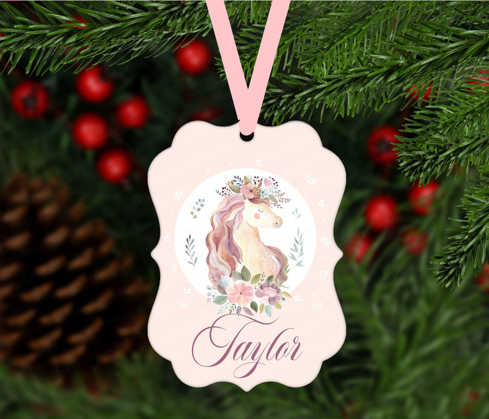 Unicorn Ornament - Unicorn Lover Gift - Childrens Ornament - Girls Ornament - Double Sided Ornament - Metal Ornament - ORN83