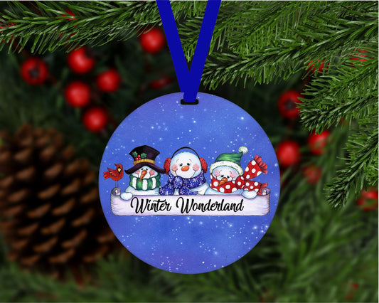 Christmas Ornament - Snowman Ornament - Let it Snow  -  Winter Wonderland - Double Sided Ornament - Metal Ornament - ORN28