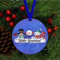 Christmas Ornament - Snowman Ornament - Let it Snow  -  Winter Wonderland - Double Sided Ornament - Metal Ornament - ORN28