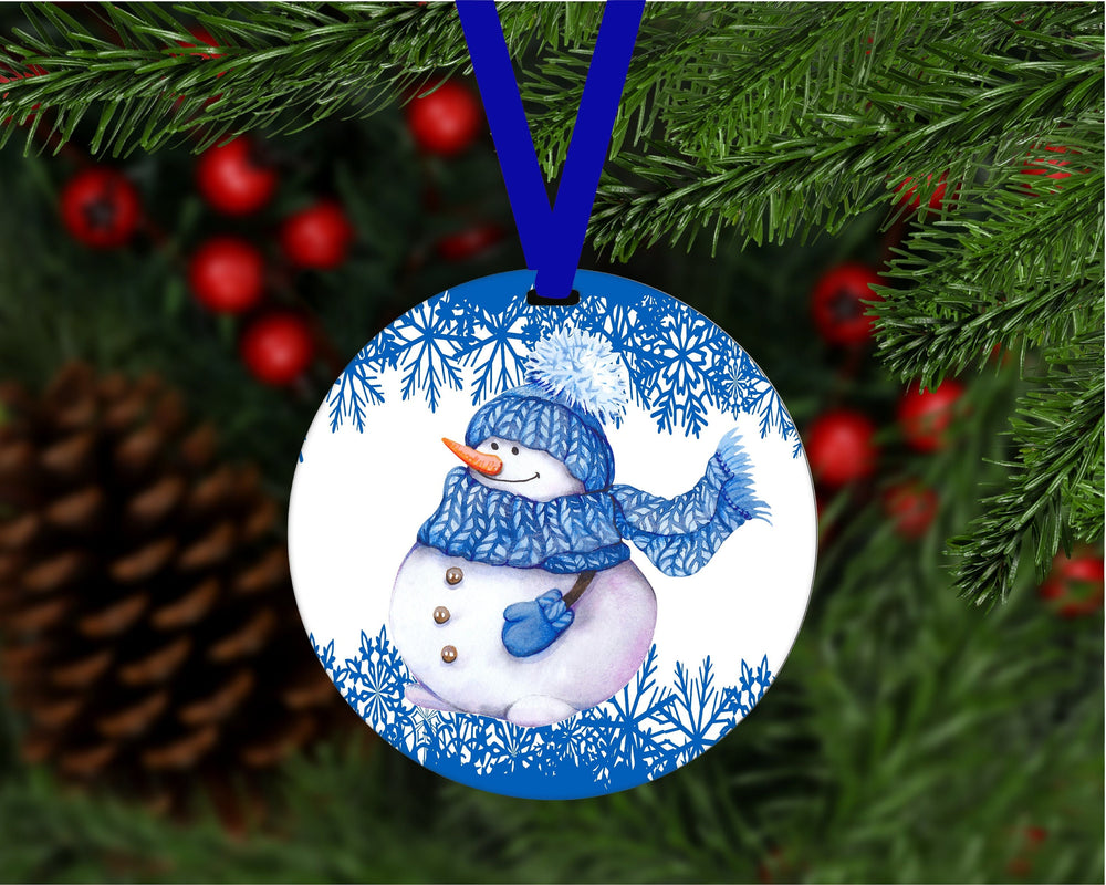 Christmas Ornament - Snowman Ornament - Let it Snow  -  Winter Wonderland - Double Sided Ornament - Metal Ornament - ORN29