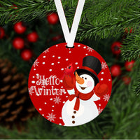 Christmas Ornament - Snowman Ornament - Hello Winter - Cardinal - Christmas Tree Ornament - Double Sided Ornament - Metal Ornament - ORN38