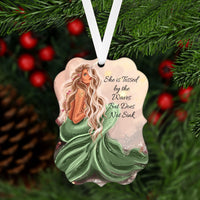 Christmas Ornament - Mermaid Ornament - Beach Christmas - Tropical Christmas - Double Sided Ornament - Metal Ornament - ORN40