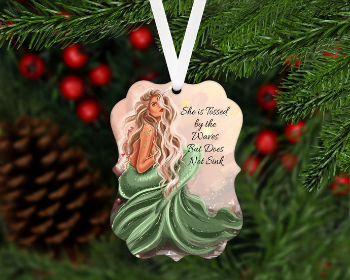 Christmas Ornament - Mermaid Ornament - Beach Christmas - Tropical Christmas - Double Sided Ornament - Metal Ornament - ORN40