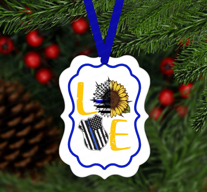 Christmas Ornament - Police Ornament - Police Gifts - Sunflower Ornament - Double Sided Ornament - Metal Ornament - ORN53