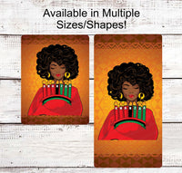 
              Kwanzaa Sign - African American Art - African Heritage - Black Christmas - Black Woman Art - Christmas Wreath Signs
            