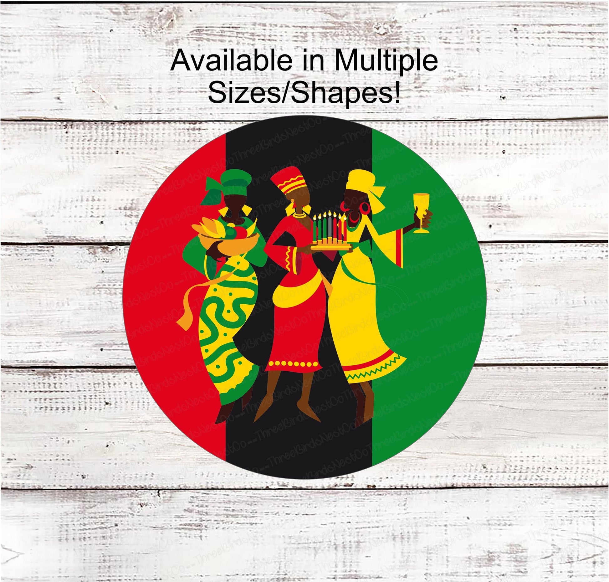 Kwanzaa Sign - African American Art - African Heritage - Black Christmas - Black Woman Art - Christmas Wreath Signs