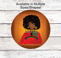 
              Kwanzaa Sign - African American Art - African Heritage - Black Christmas - Black Woman Art - Christmas Wreath Signs
            